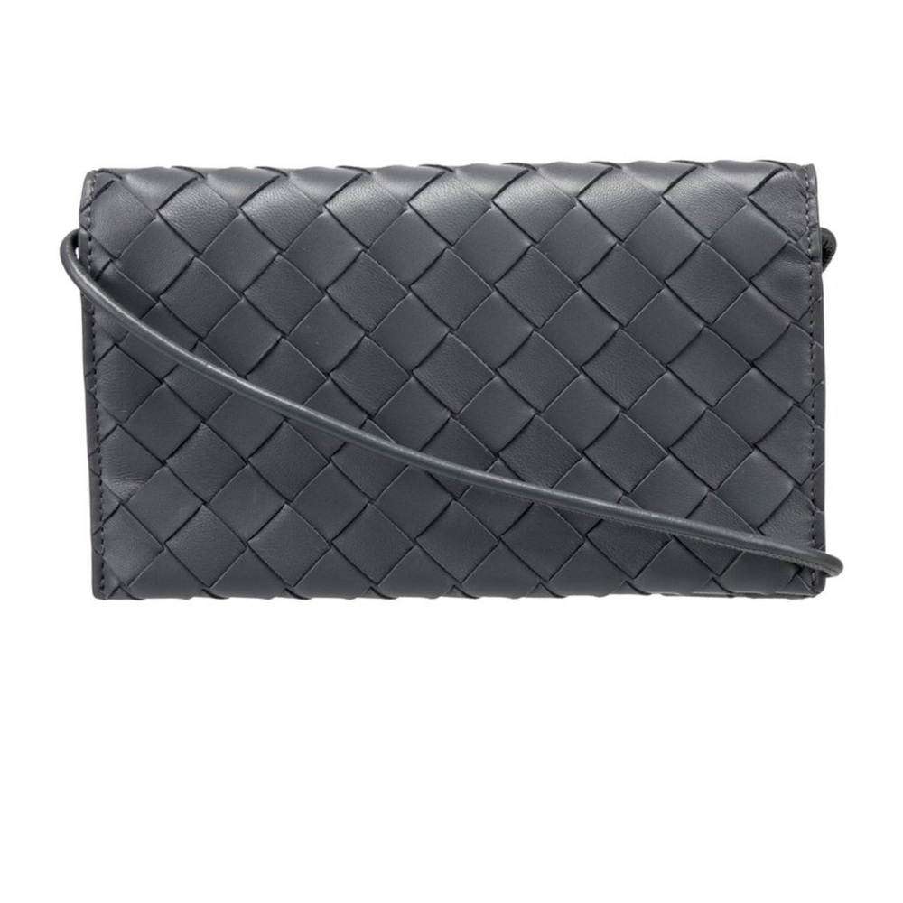Bottega Veneta Dark Gray Woven Clutch